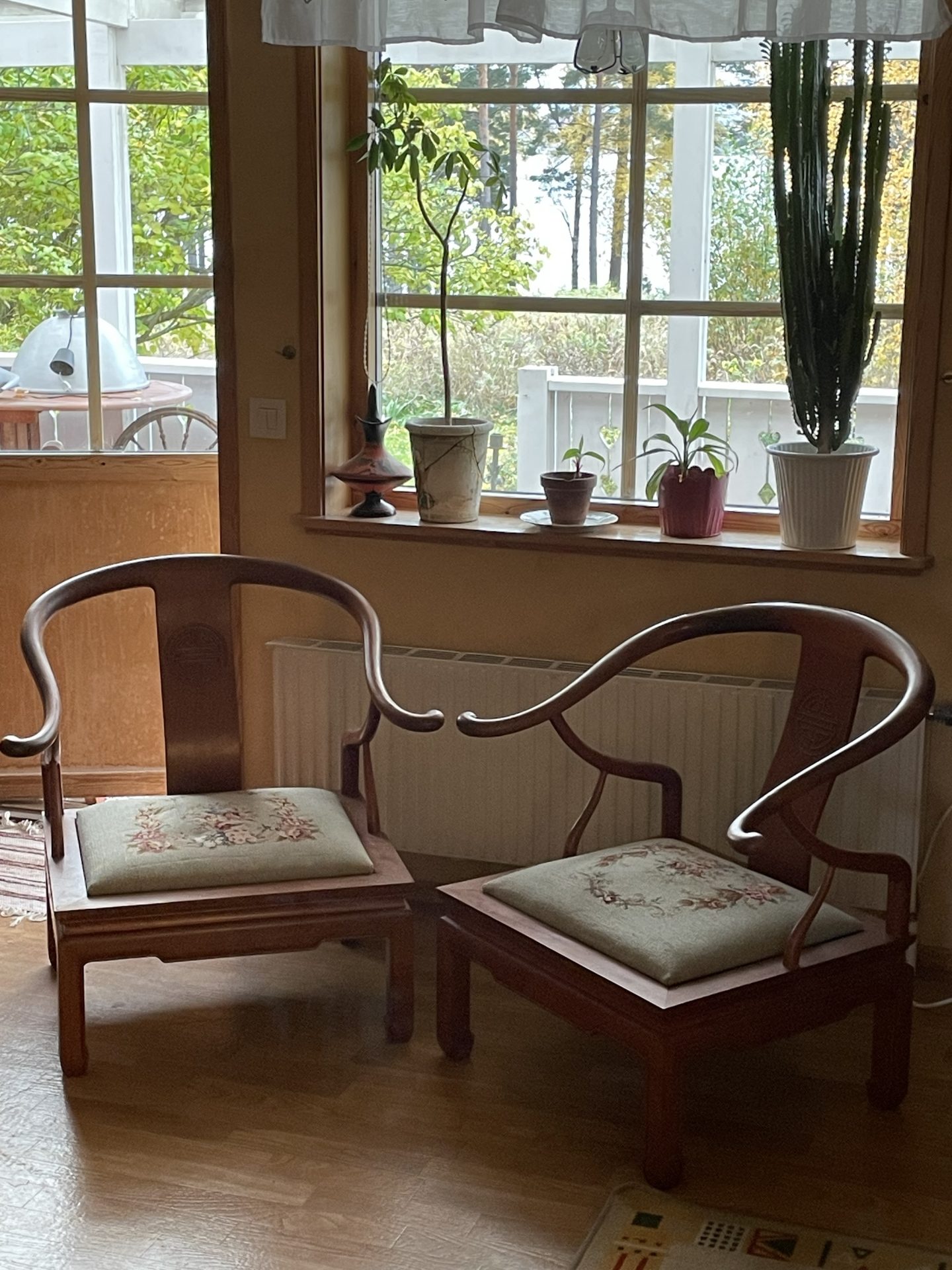 Två st antika Kinesiska ” Horseshoe chairs” i mycket fint skick. Två stolar som verkligen sticker ut.