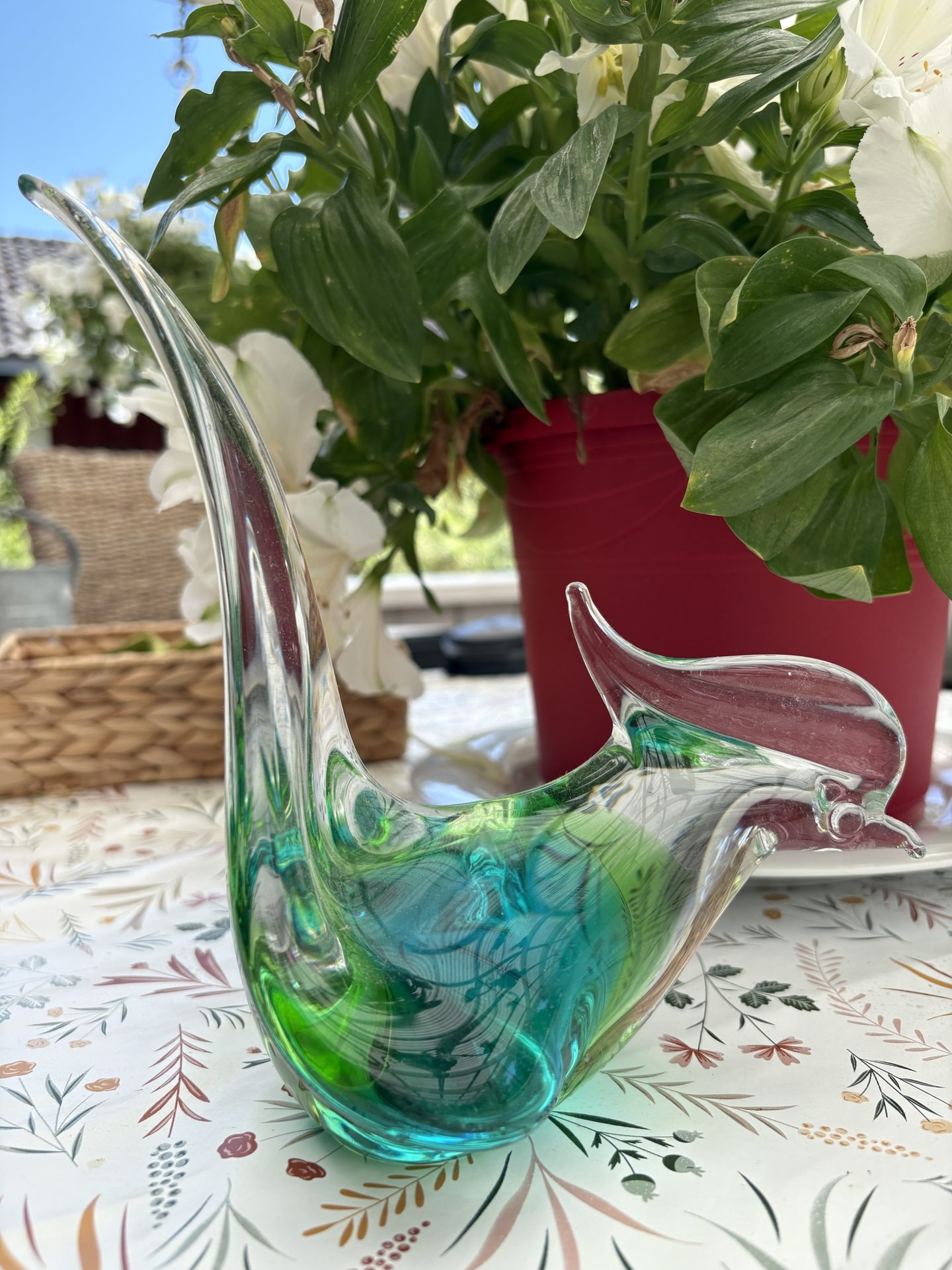 Vacker vintage fågel i konstglas från FM konstglas i Ronneby.