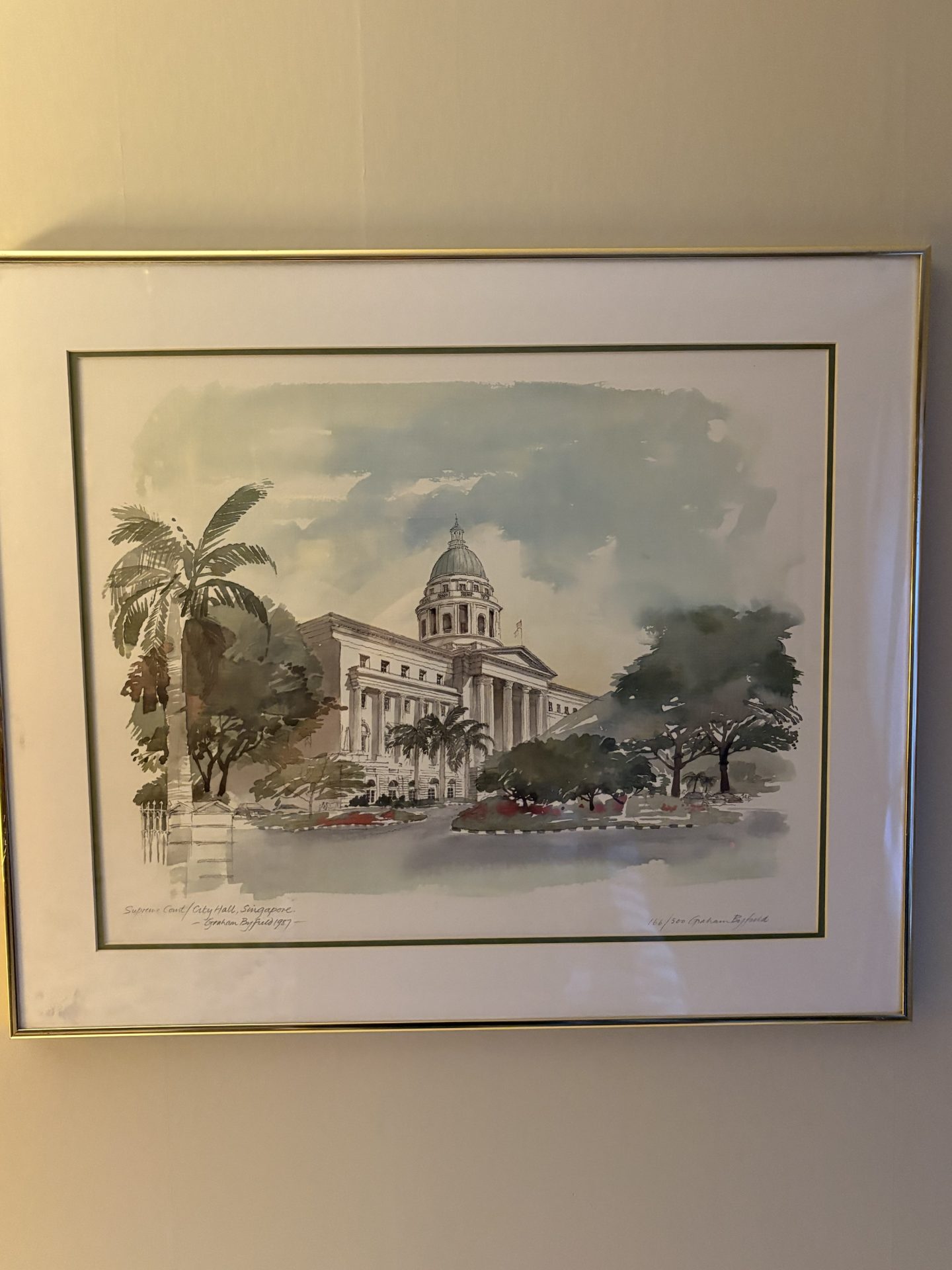 Nio st vackra litografier från konstnären Graham Byfield, sent 1980 tal från Singapore.