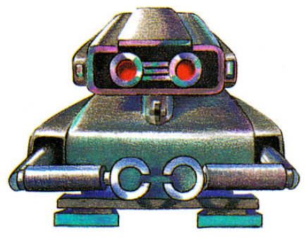 An illustration of the robot Nav-Com from the video game StarTropics