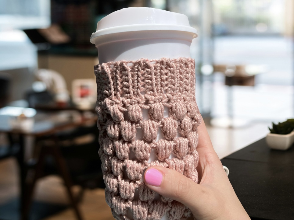 Reusable coffee sleeve, handmade cup cozy,