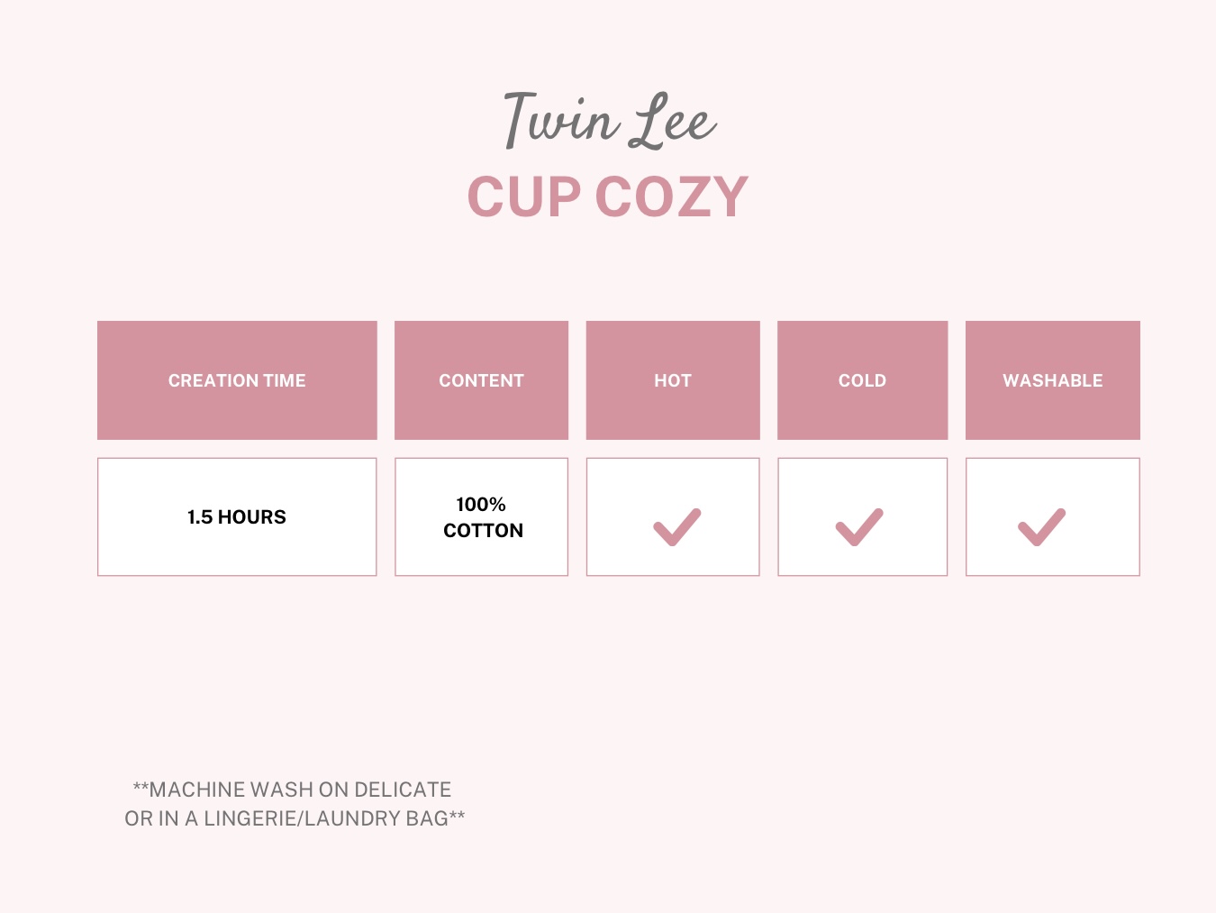 Pink infographic for crochet cup cozy