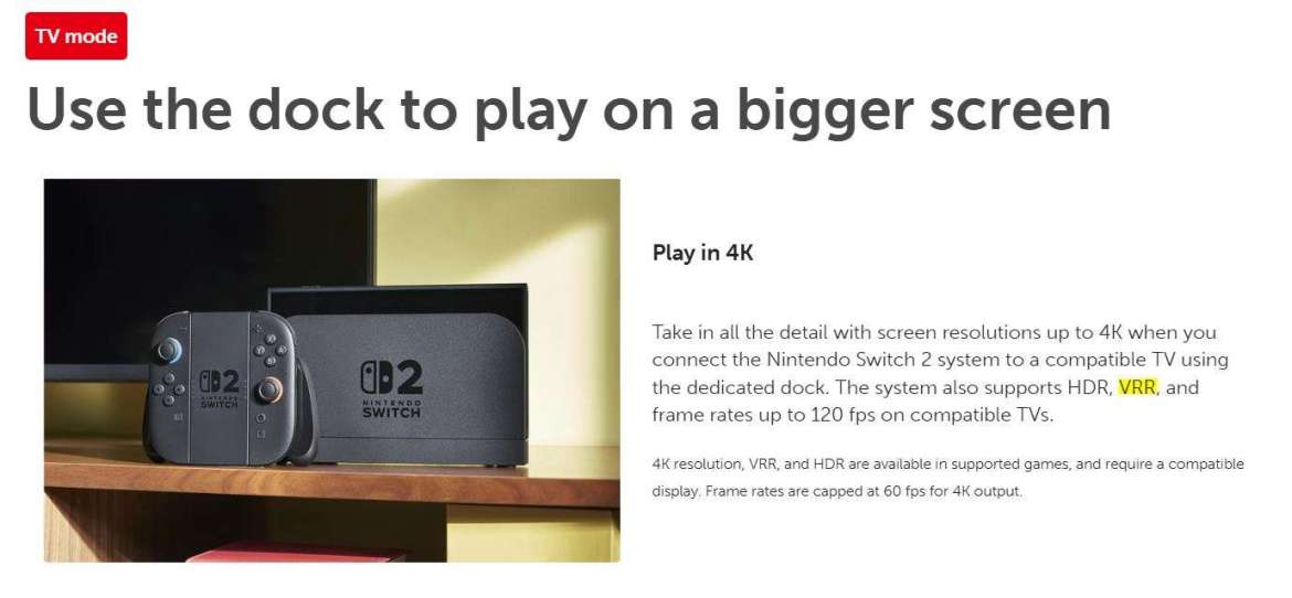 Nintendo switch 2 vrr