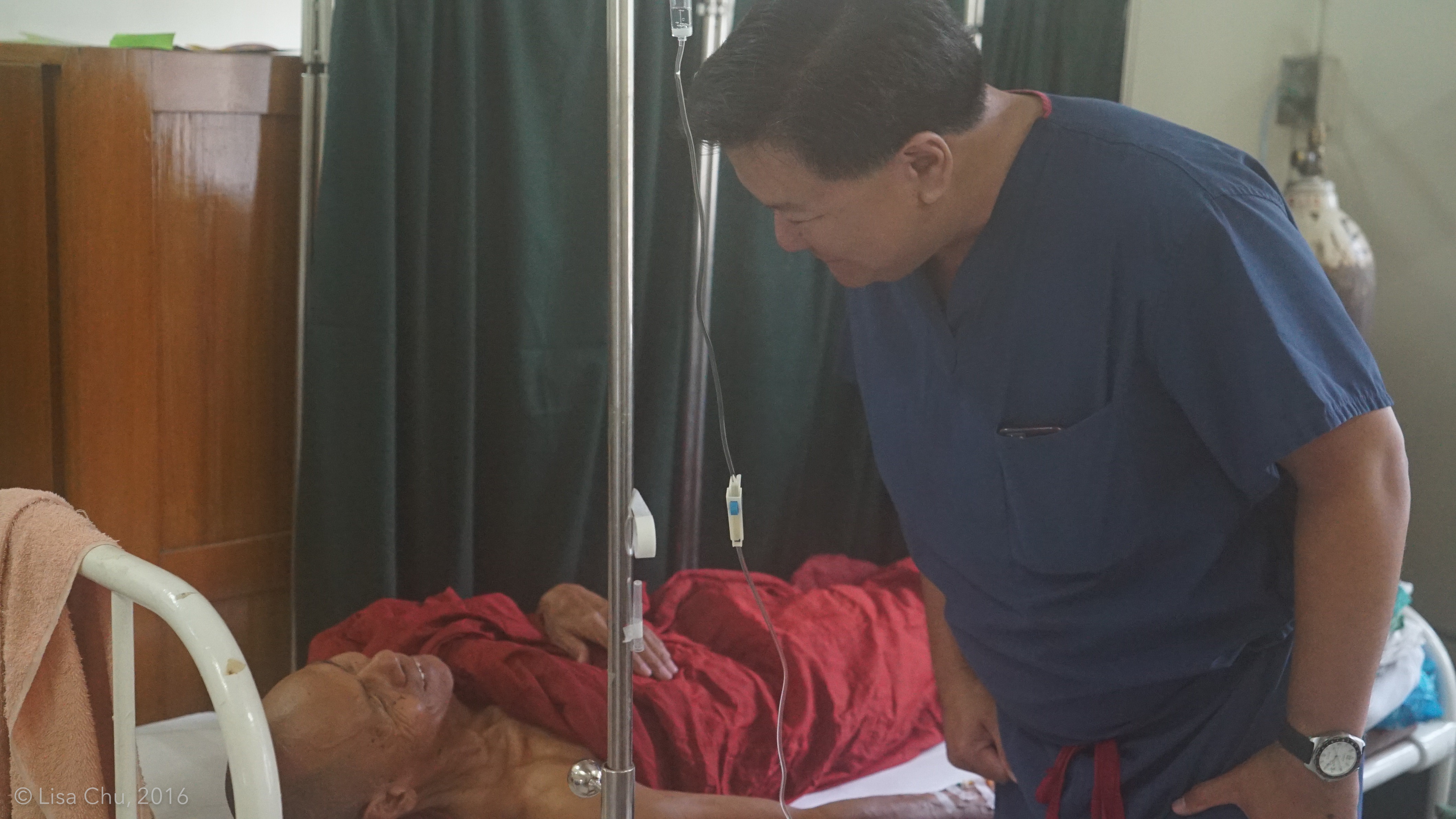 ...a monk in pre-op at Yangon Eye Hospital in Myanmar.