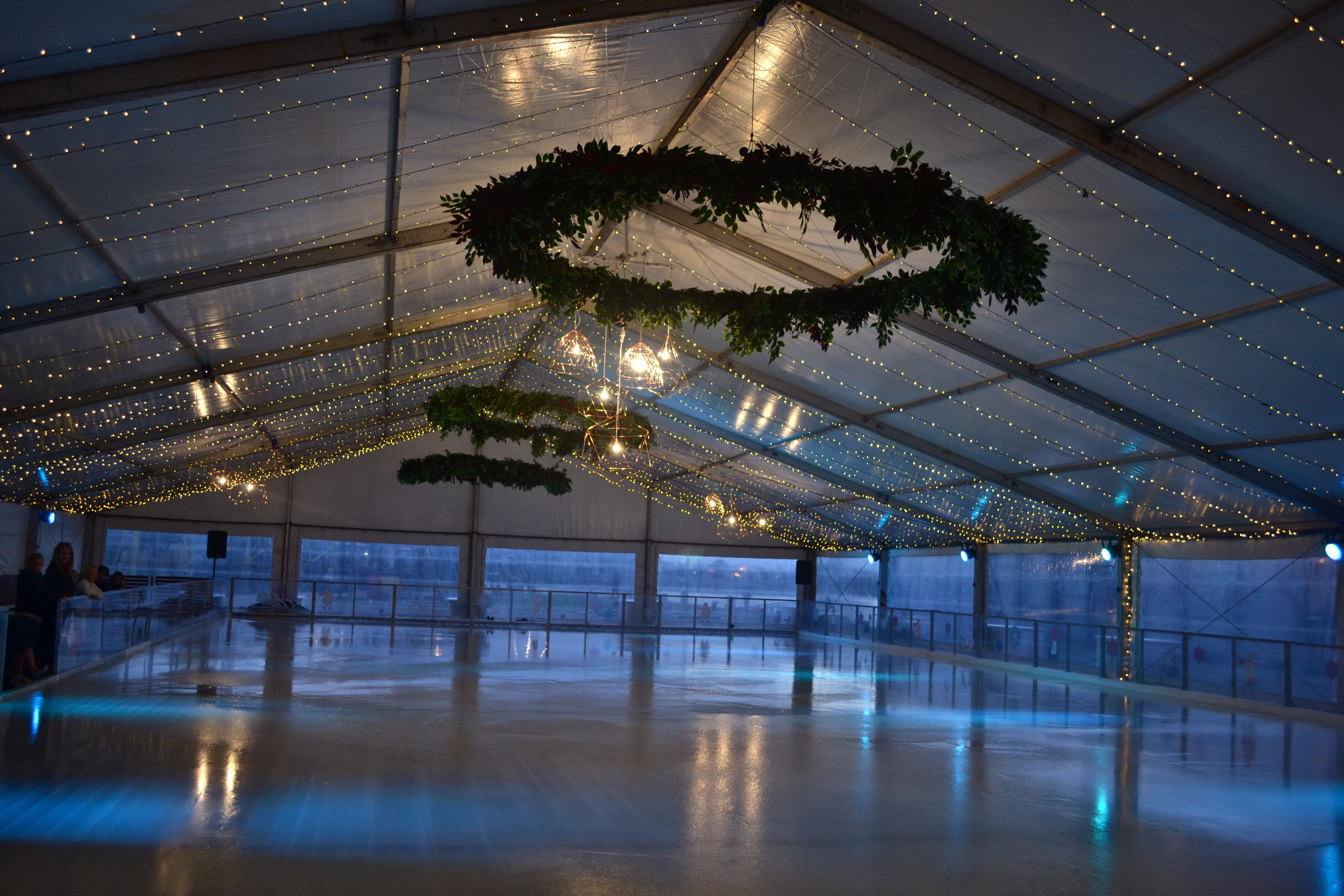 The inside of the ballroom-esque ice rink.