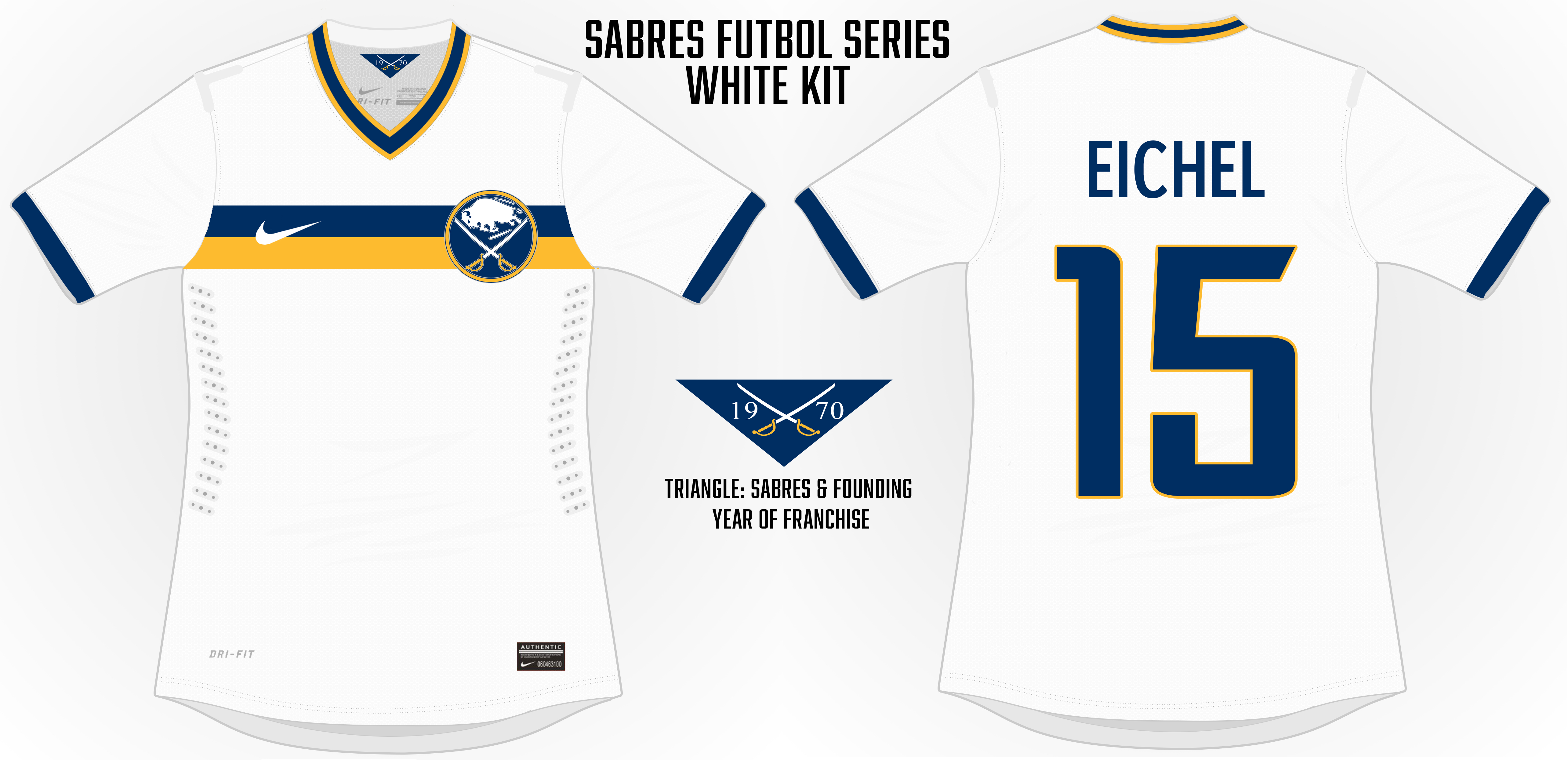 The Sabres concepts really play well on a white jersey thanks to how blue and gold pop together.