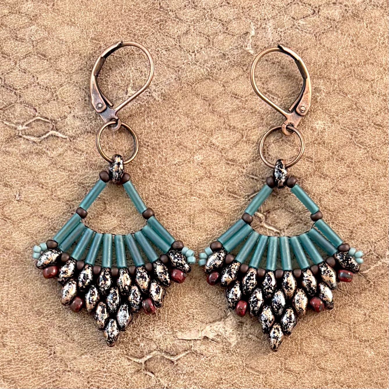 bugle fan earrings