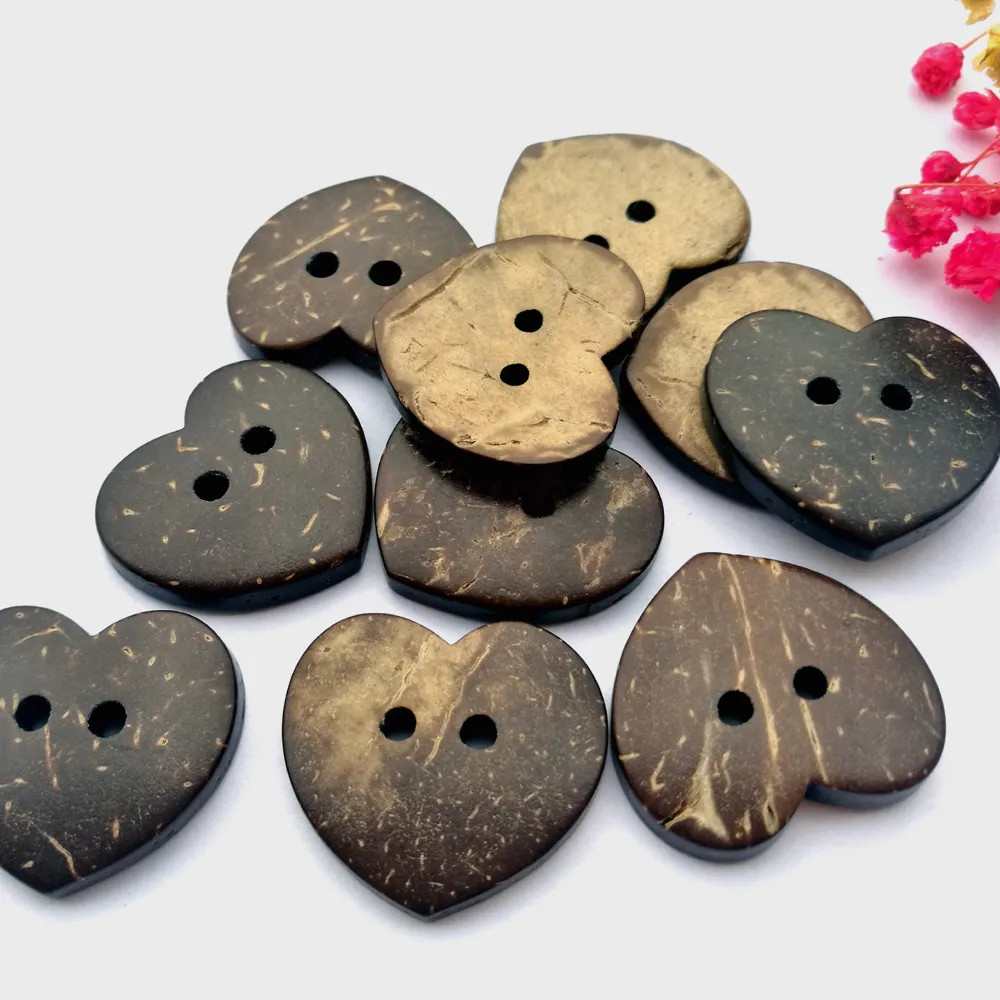 Coconut Shell Heart - 2-Hole Buttons - Two Petals - Sewing, Knitting ...