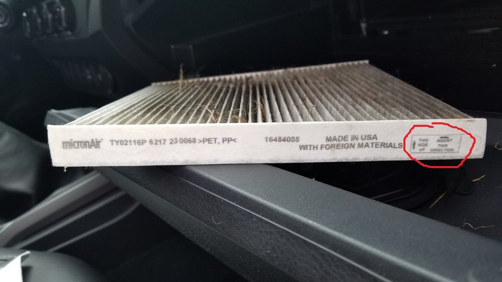 Cabin air filter...arrow up or down?