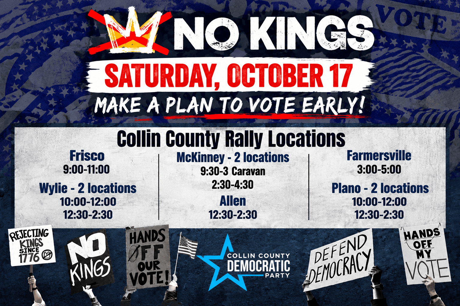 NO kings protest poster