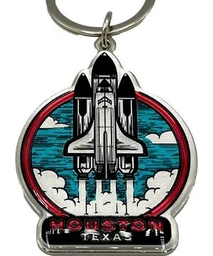 HOUSTON LAUNCH ROUND FOIL KEYCHAIN