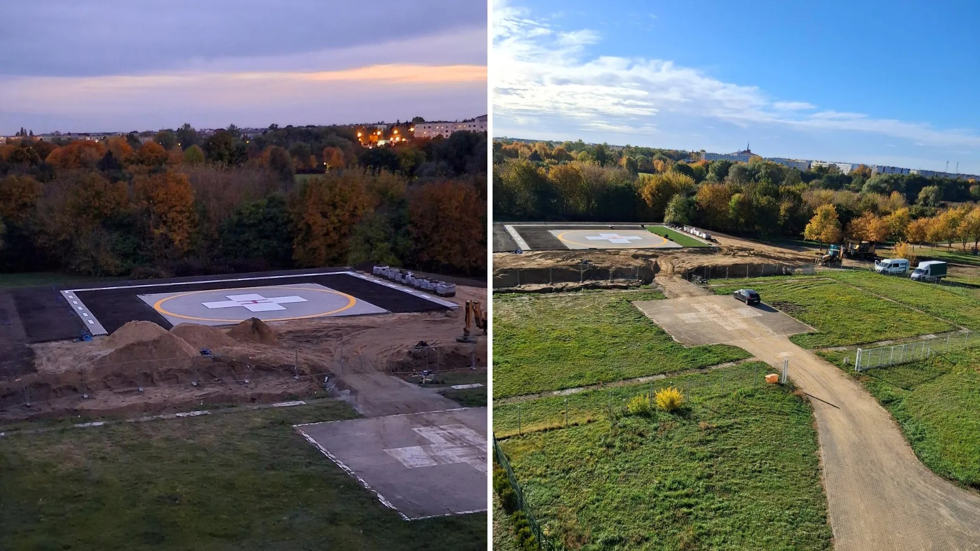 Nowe lądowisko dla śmigłowców w Śremie prawie gotowe - prace trwają od rana do wieczora / fot.: czytelnik