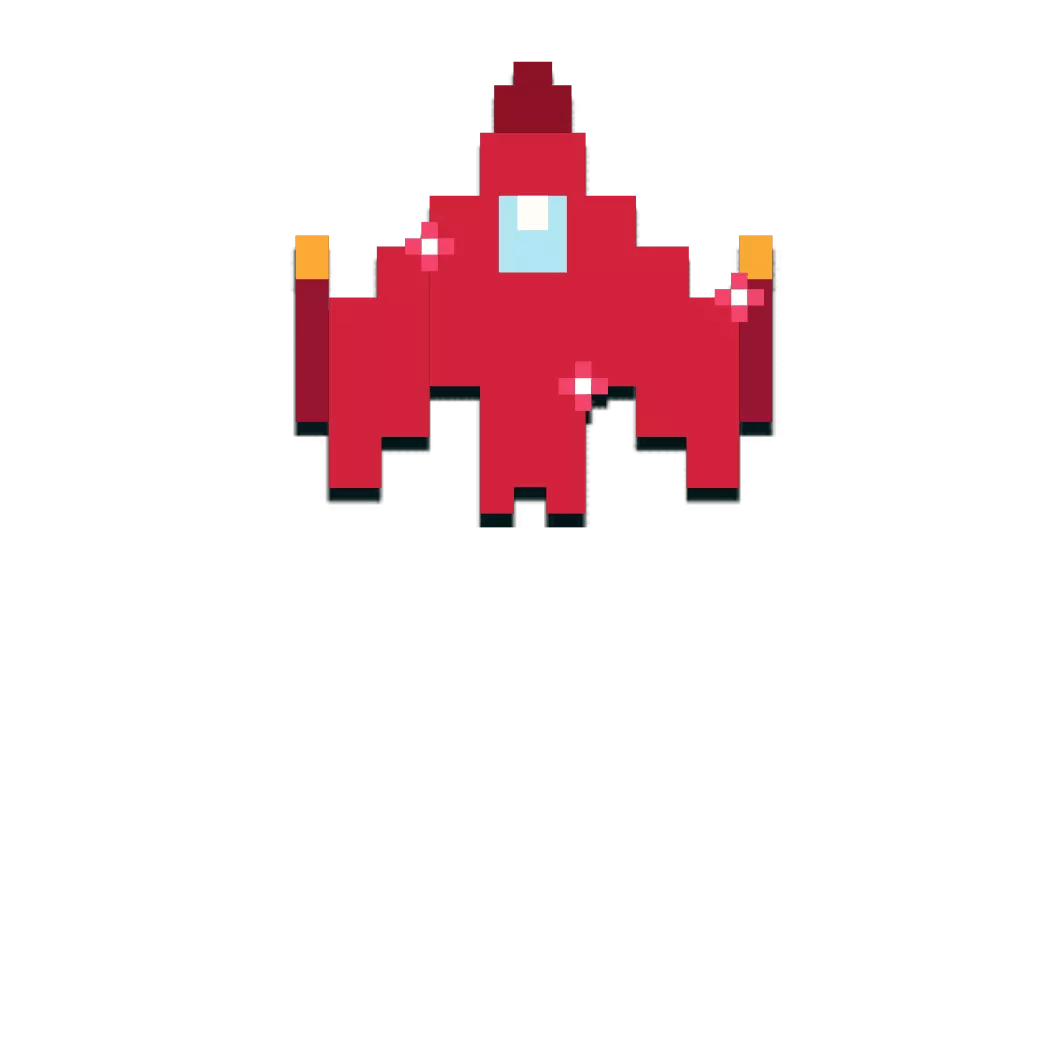 pixelated asteroid rocket