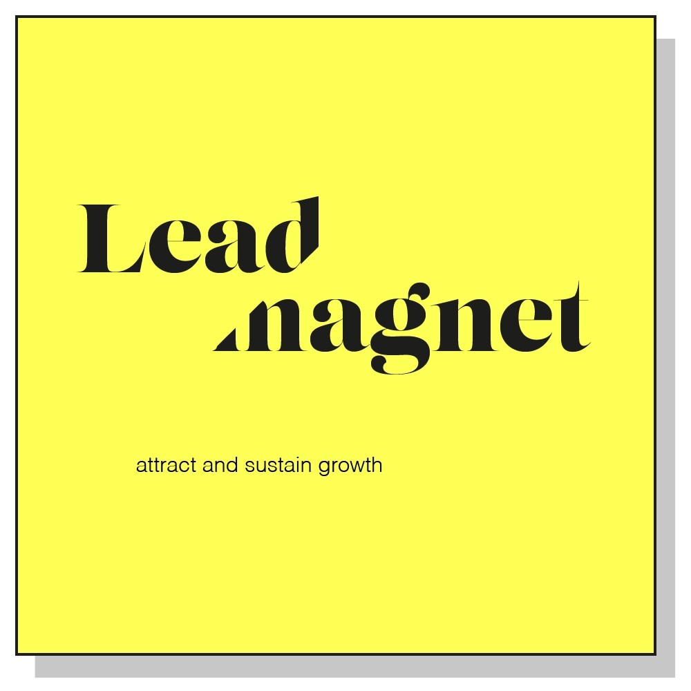 Yellow background: Lead magnet, attract and sustain growth