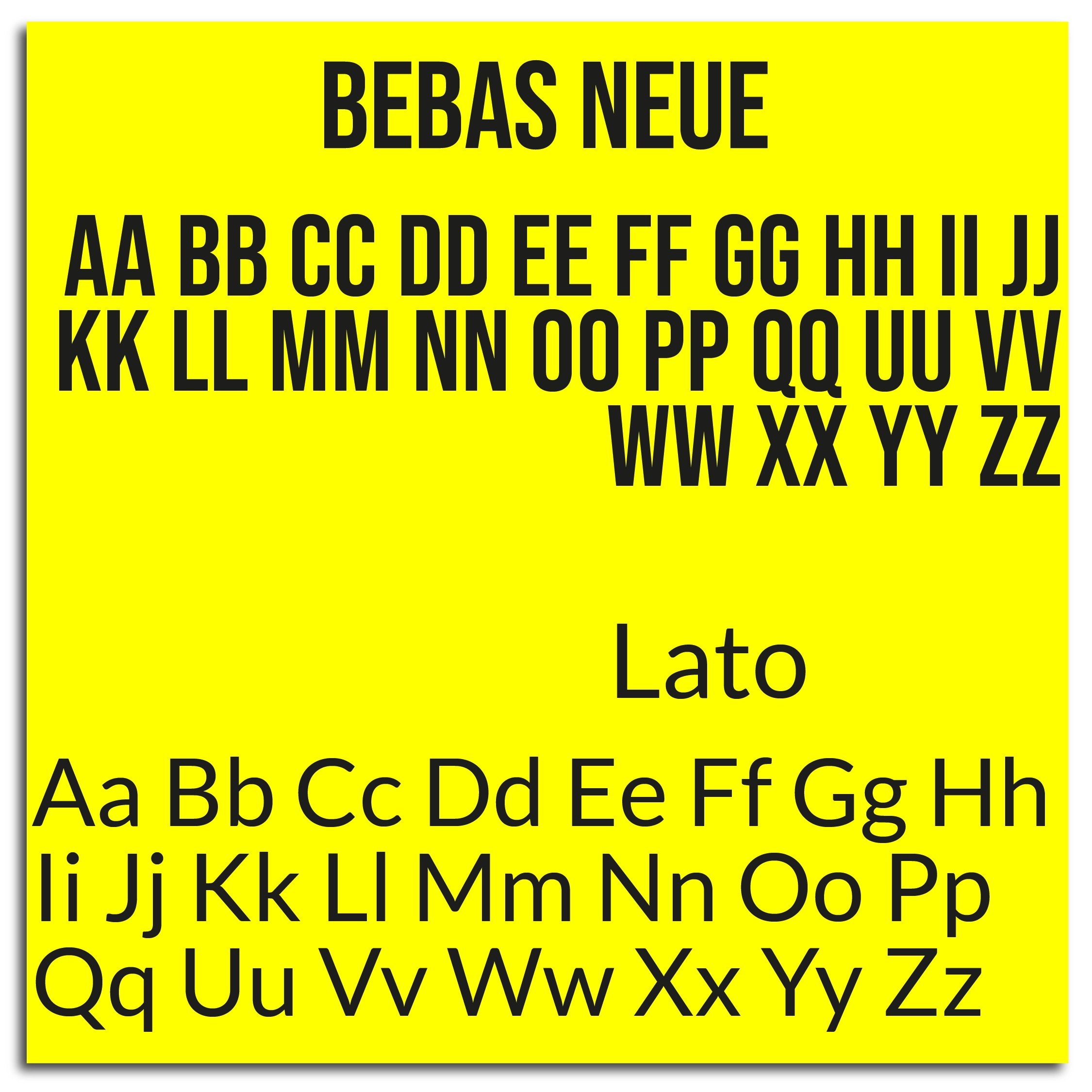Bebas Neue and Lato font example