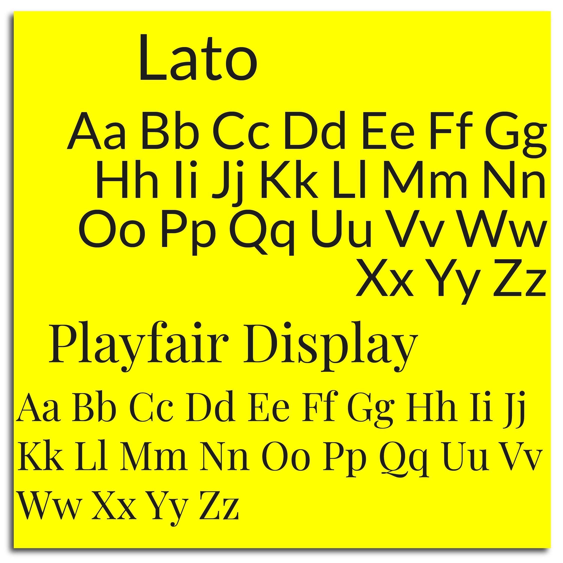 Lato and Playfair Display font example