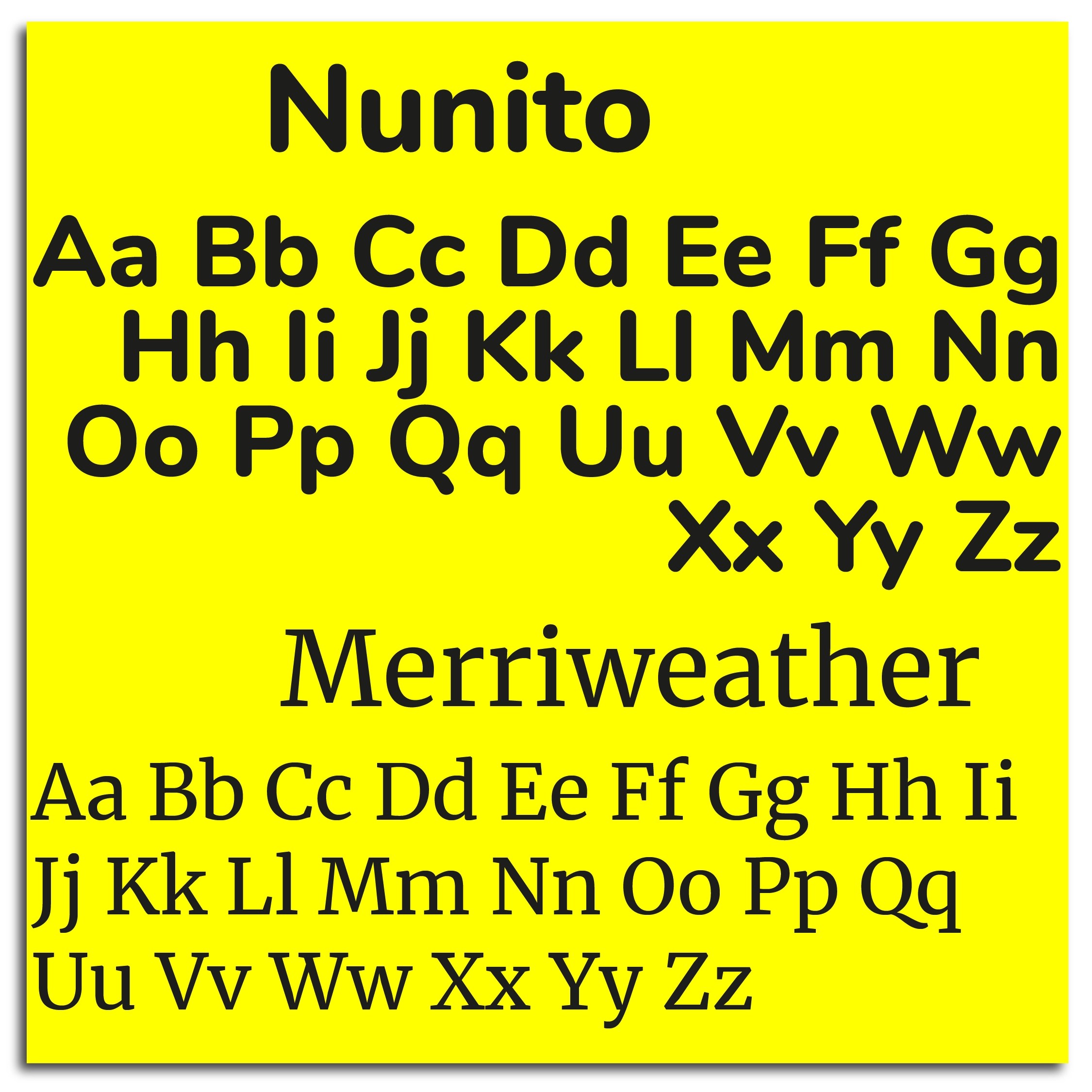 Nunito and Merriweather font example