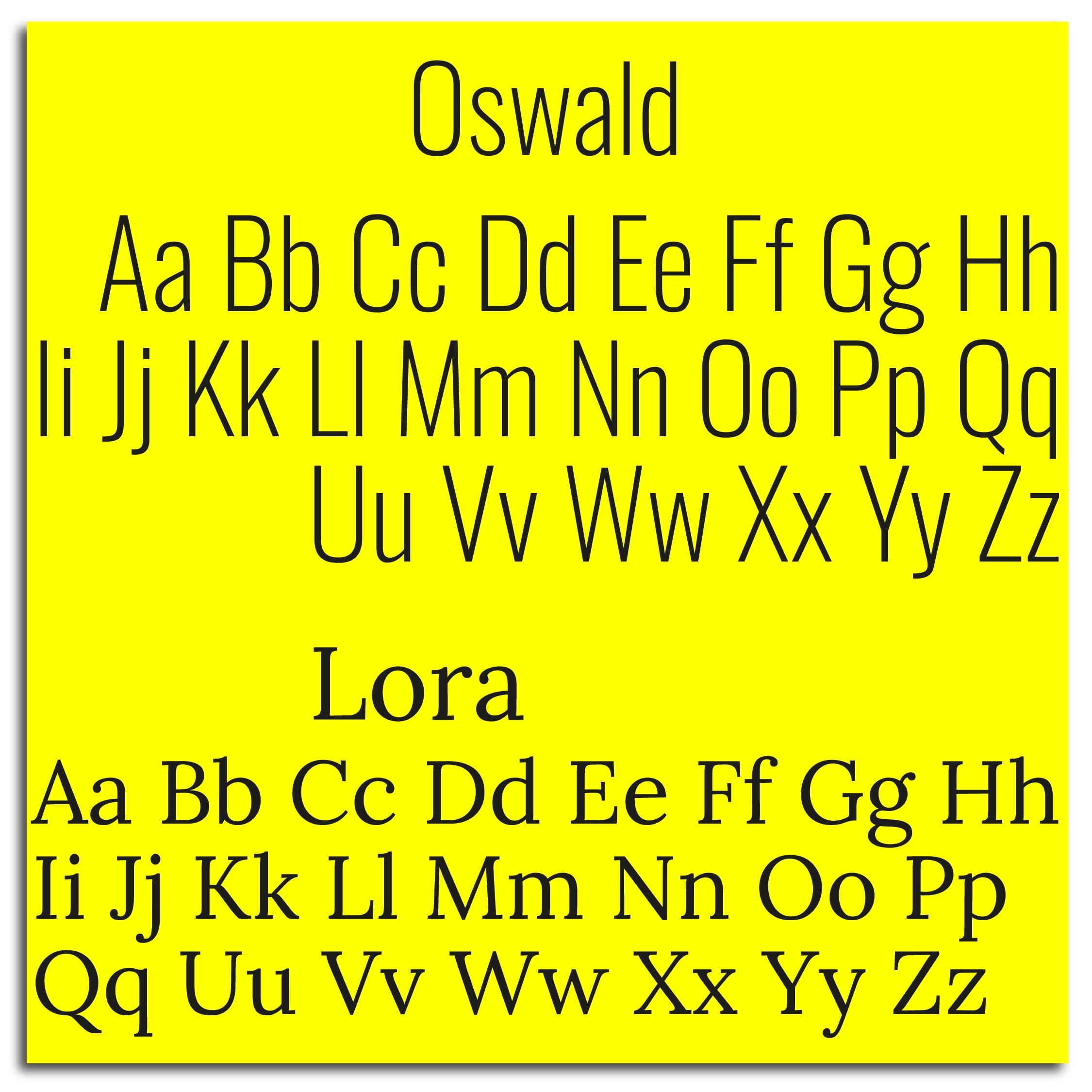 Oswald and Lora font example