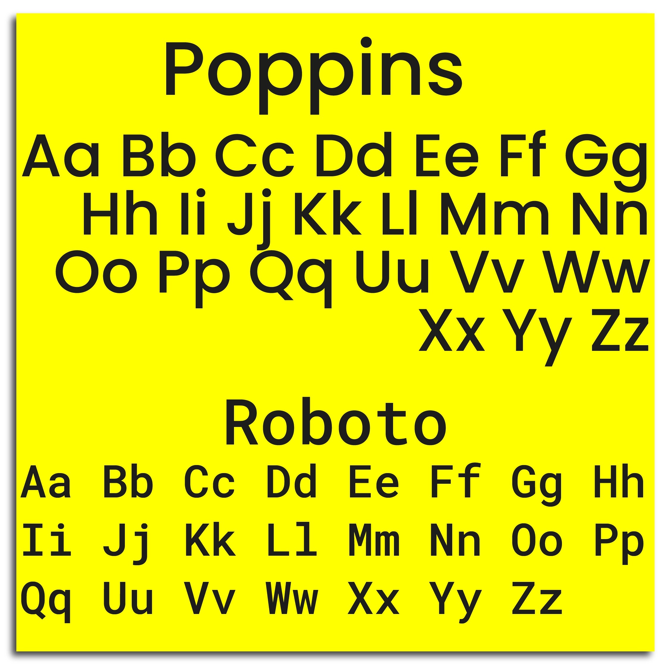 Poppins and Roboto font example