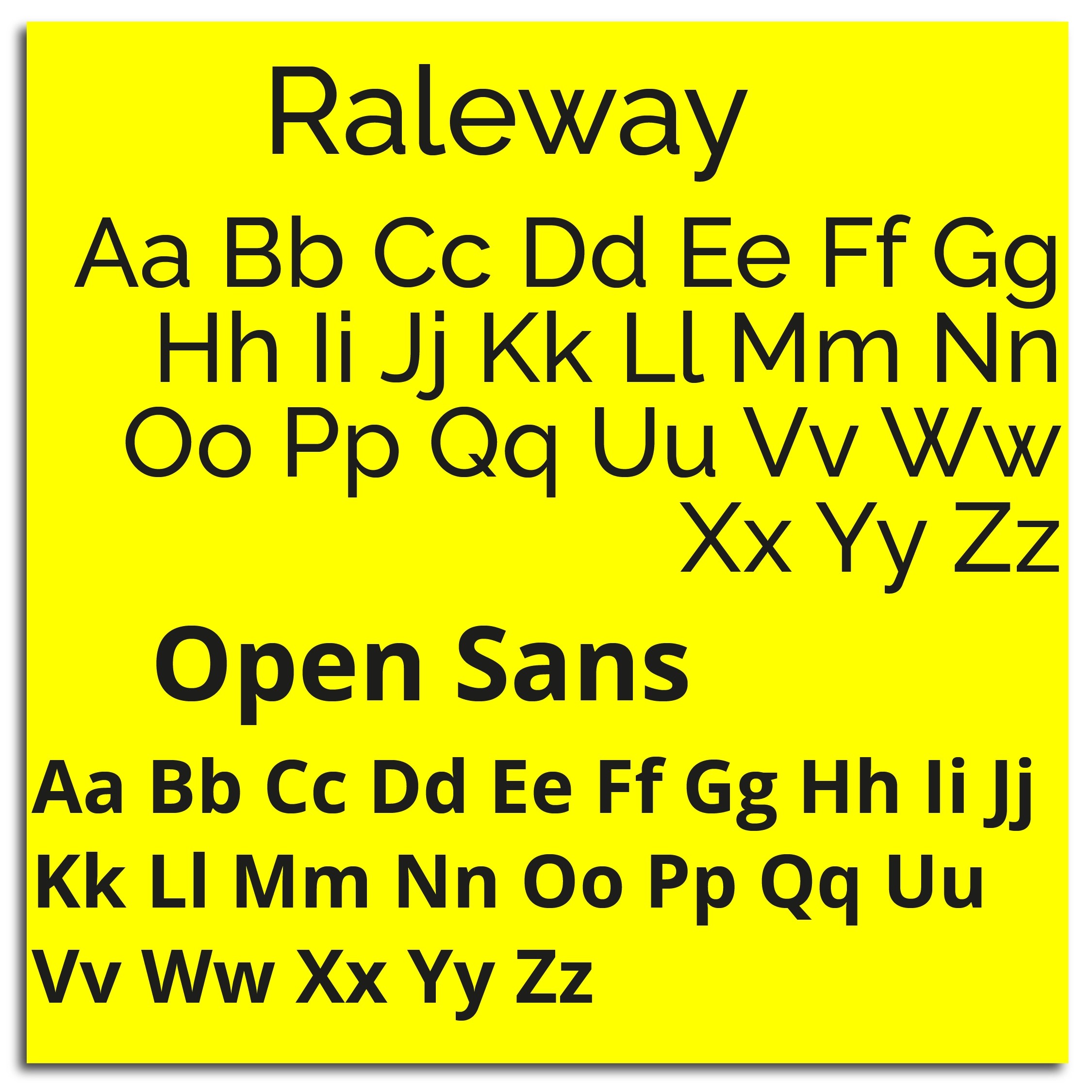 Raleway and Open Sans font example