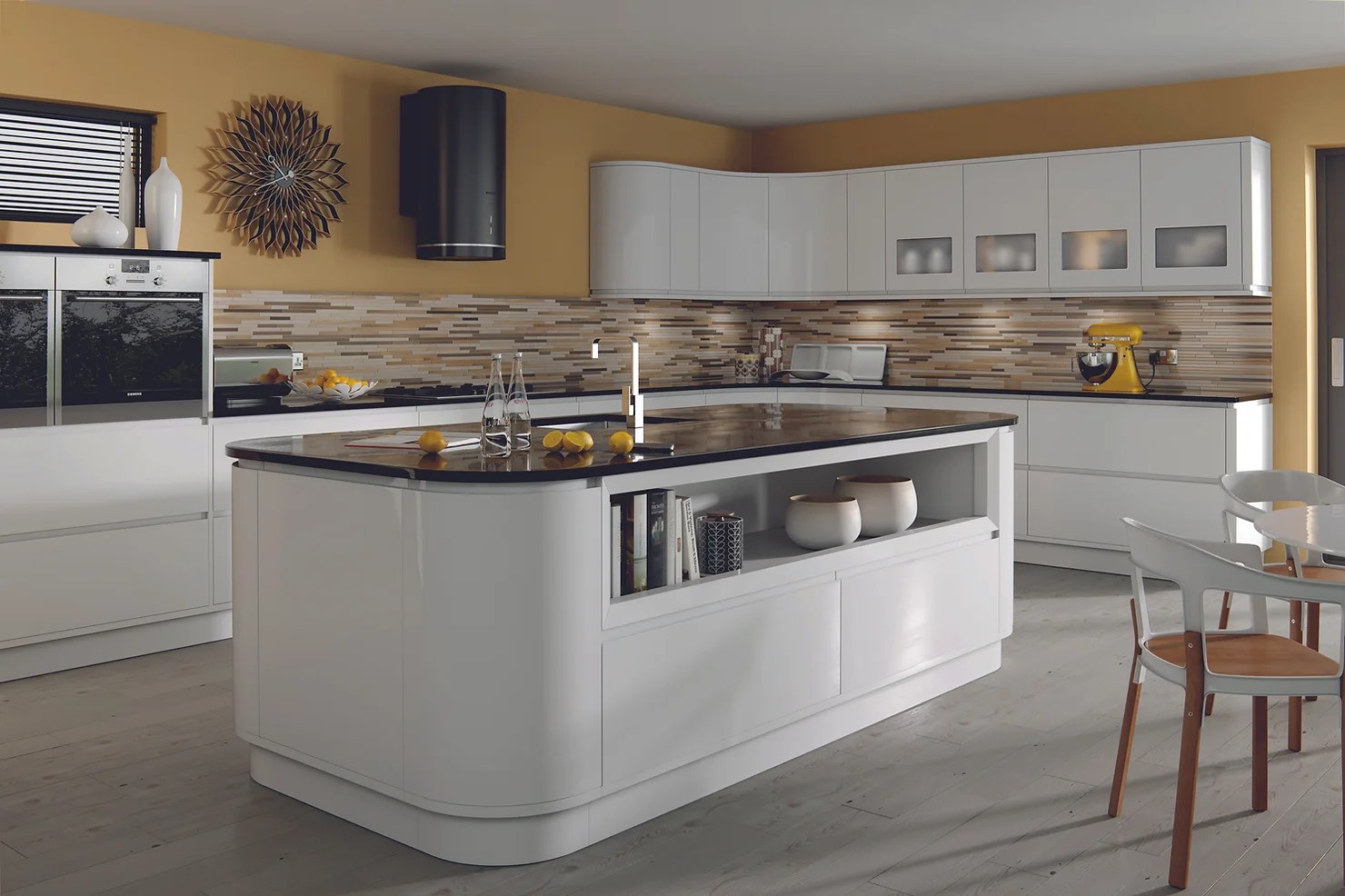 Built-in Kitchen Cabinet Design with Quartz Countertop