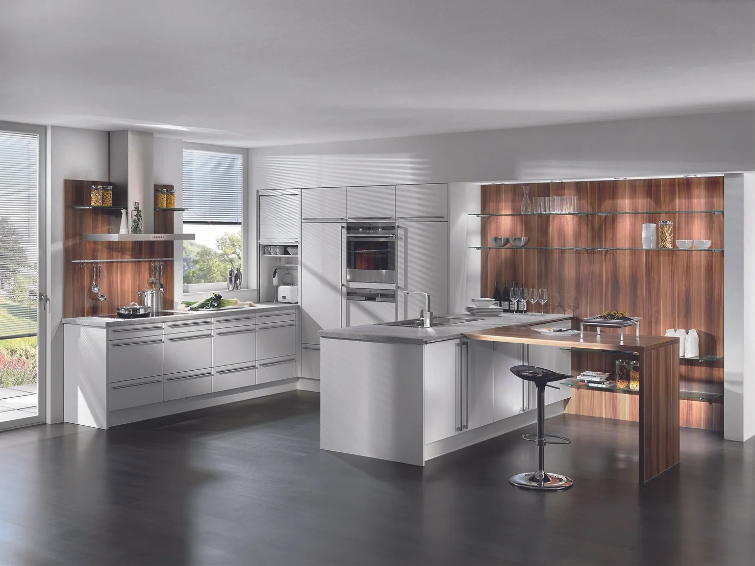 Tanzanian Kitchen Cabinet Design with Built In Appliances and Cabinet Accessories