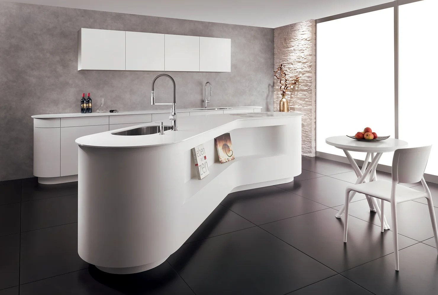 White Kitchen Cabinet Design for Open kitchen