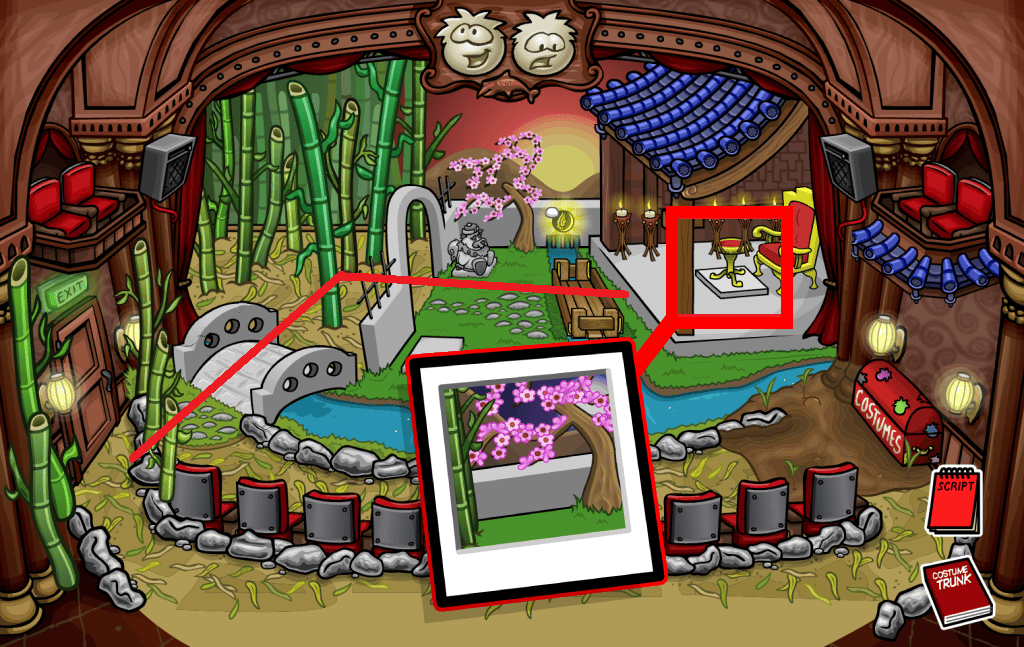 Club Penguin Journey Phoenix Queen's Background Secret Location Secrets of the Bamboo Forest Stage Play