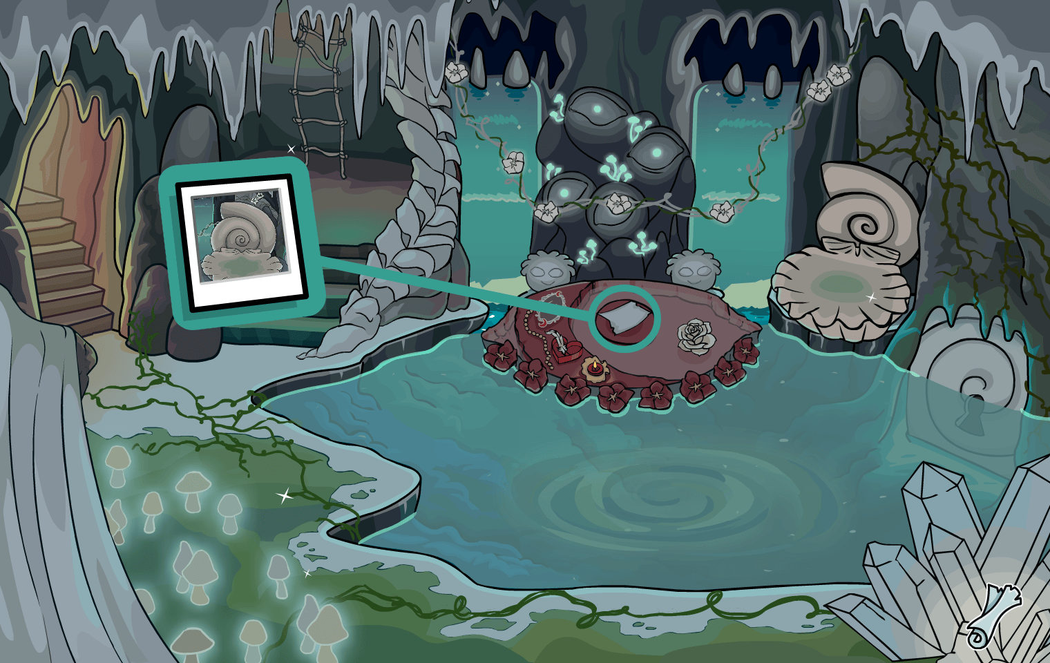 Club Penguin Journey Beneath the Crimson Moon: Halloween Party Fae Background Location