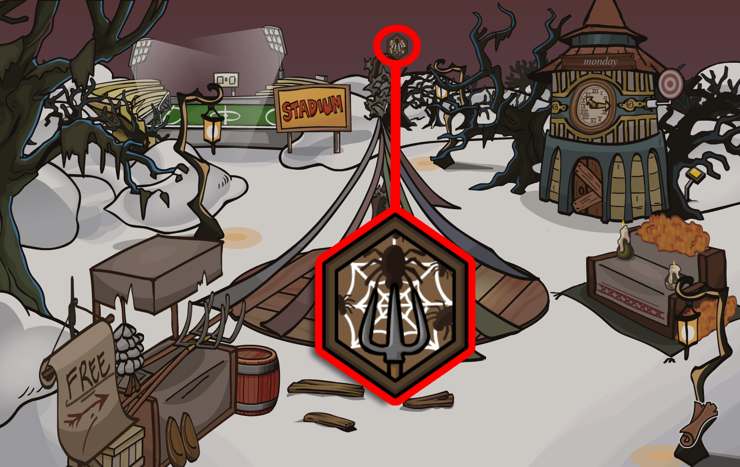 Club Penguin Journey Beneath the Crimson Moon: Halloween Party Hunter Crest Pin