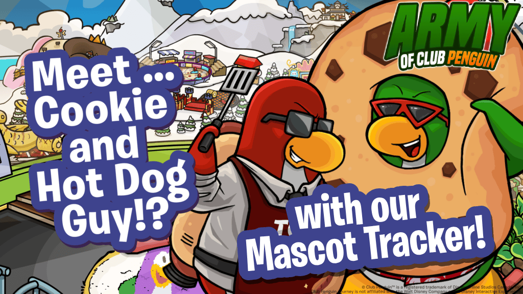 Club Penguin Journey The Food Fair - Mascot Tracker Cookie (Rookie) and Hot Dog Guy (Jet Pack Guy)