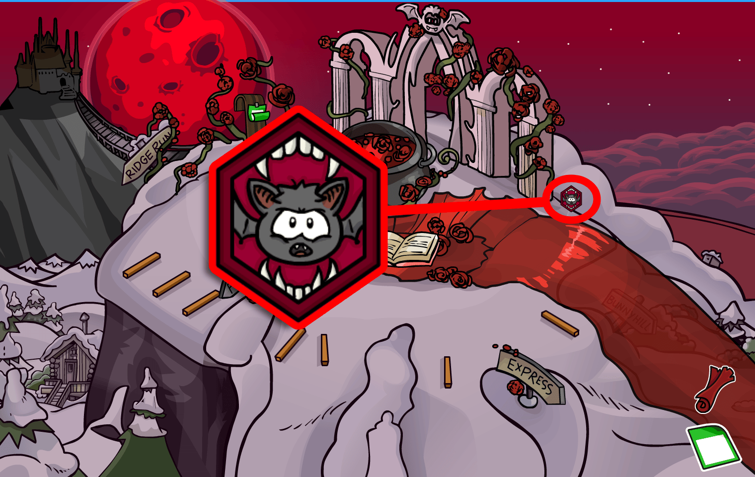 Club Penguin Journey Beneath the Crimson Moon: Halloween Party Vampire Crest Pin