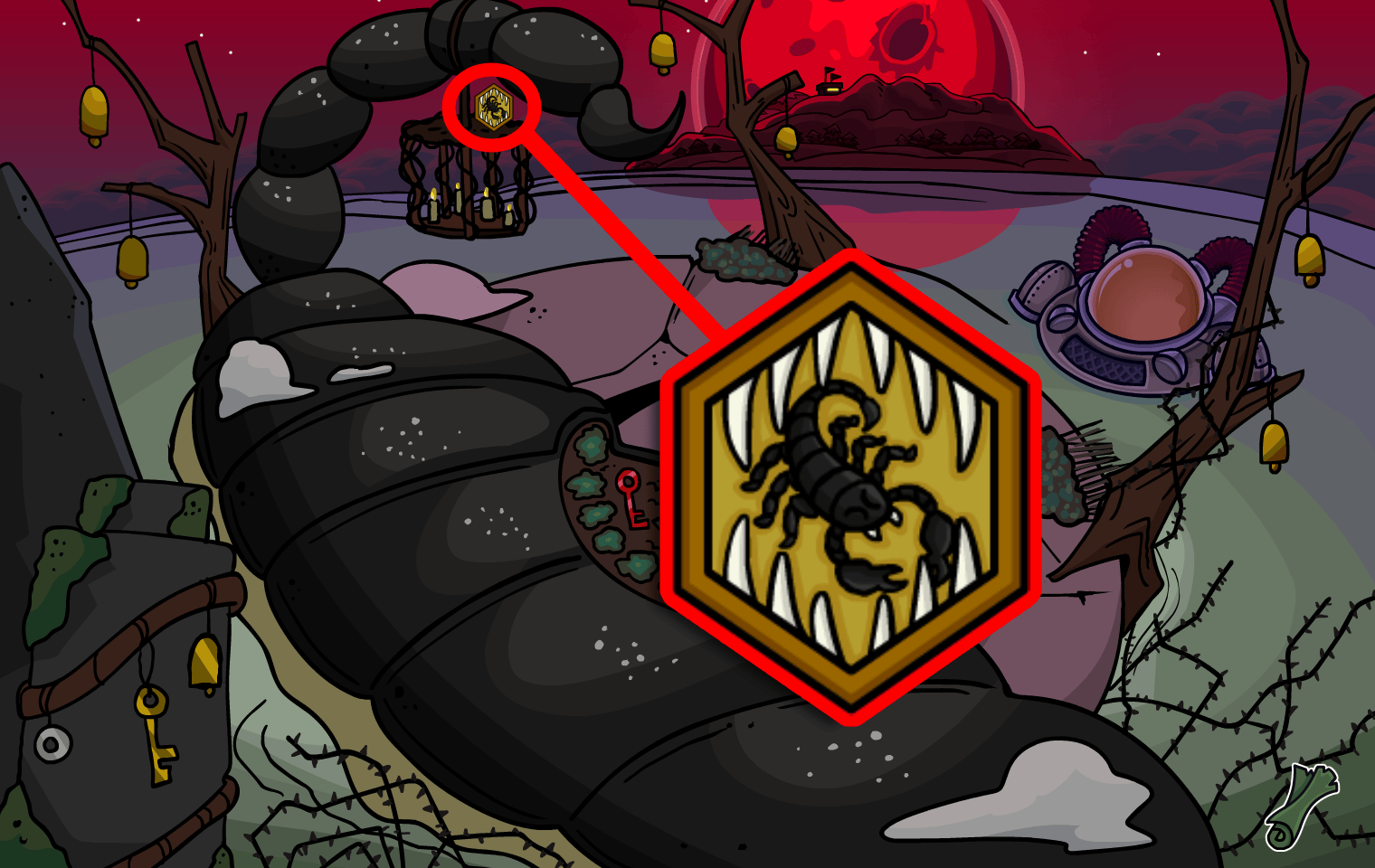 Club Penguin Journey Beneath the Crimson Moon: Halloween Party Wildling Crest Pin