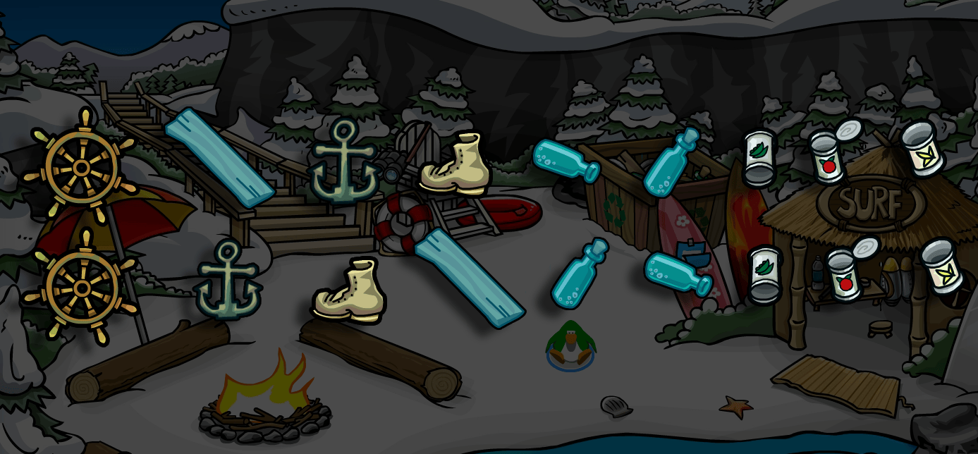 Club Penguin Legacy Tremendous Tremors Rookie Cove Items
