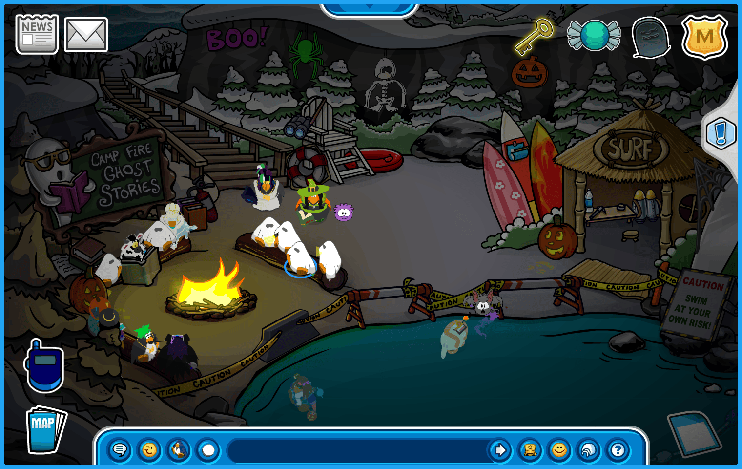 Club Penguin Legacy Halloween Party 2026 Gather 5 penguins for Ghost Stories