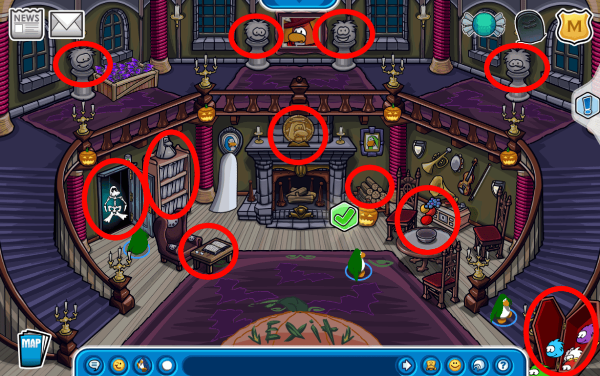 Club Penguin Legacy Halloween Party 2026 Find all Haunted House Decorations