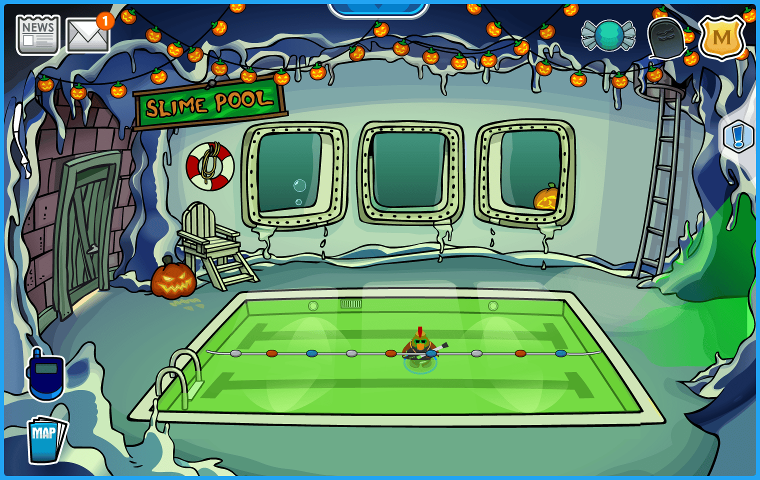 Club Penguin Legacy Halloween Party 2026 Slime Pool Underground Cave