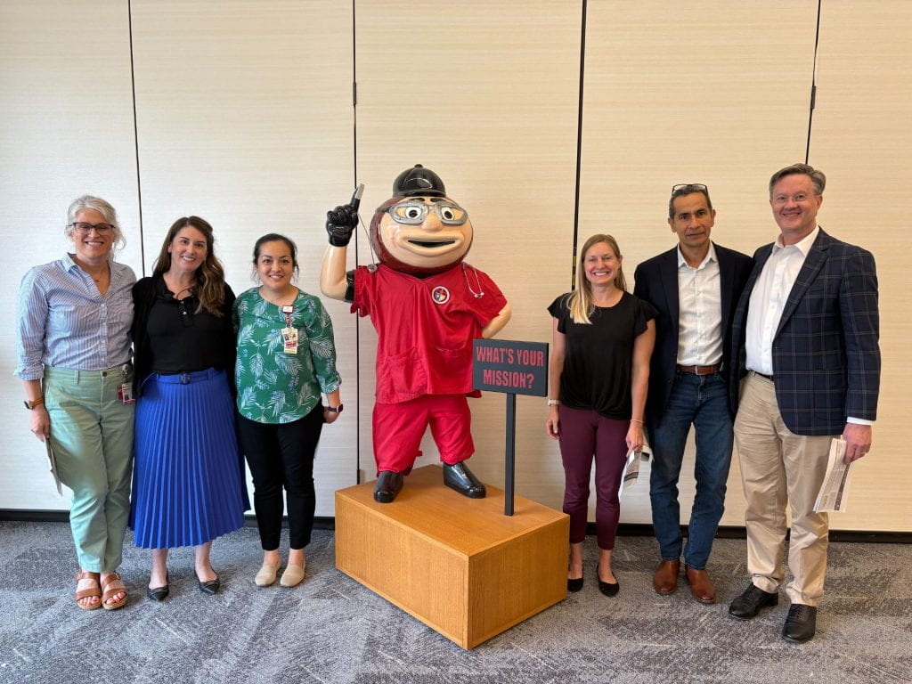 FLI Team 3 group in front of Brutus Buckeye statue