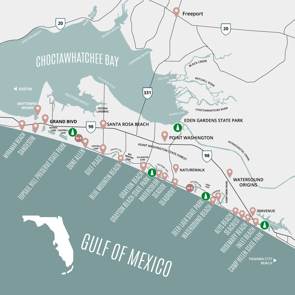 30A Map Scenic Highway 30A Florida Map Of Beach Towns Parks And 30A Map Edited 