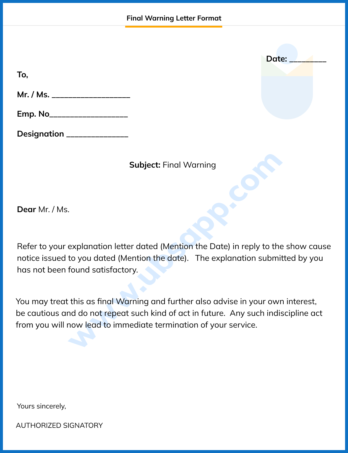 In this video i have shared draft of reply to show cause notice. Final Warning Letter Format Meaning Considerations Examples And More