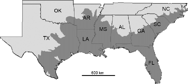 Of Louisiana GEOG 3318 American Alligator Range Map 