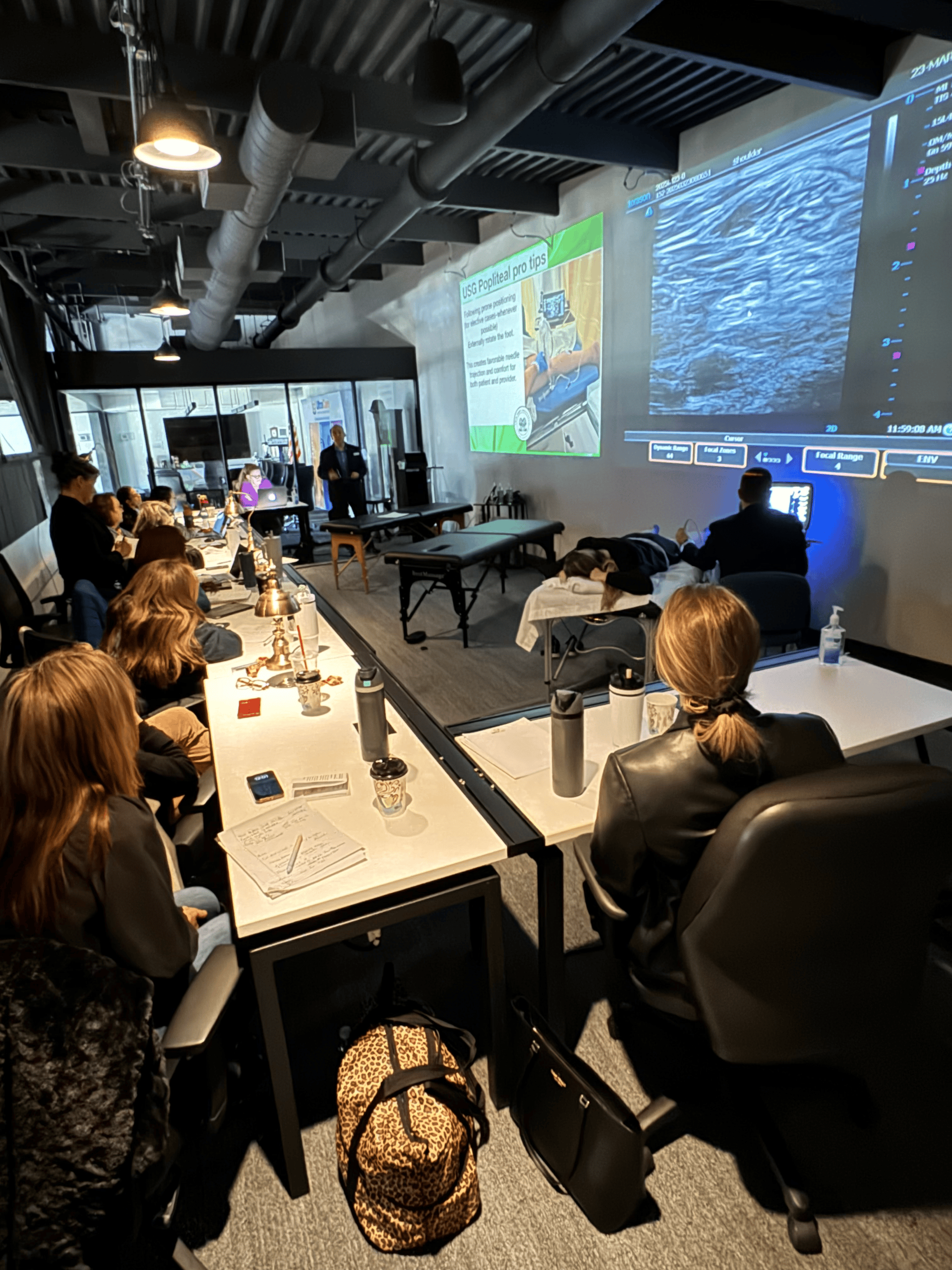 Healthcare professionals participating in a clinical education session