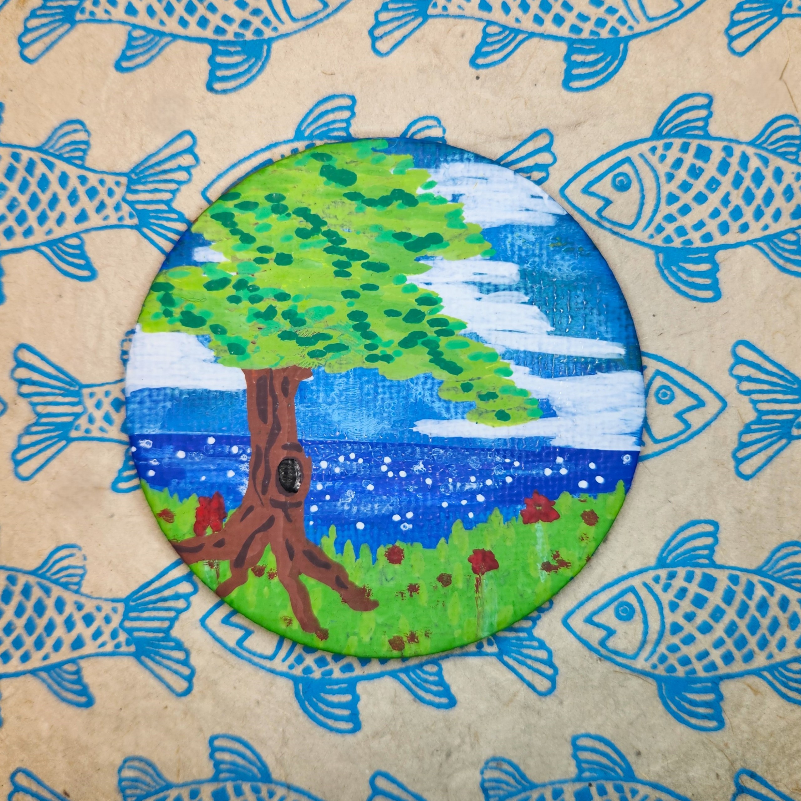 Ocean and Tree Circle Magnet