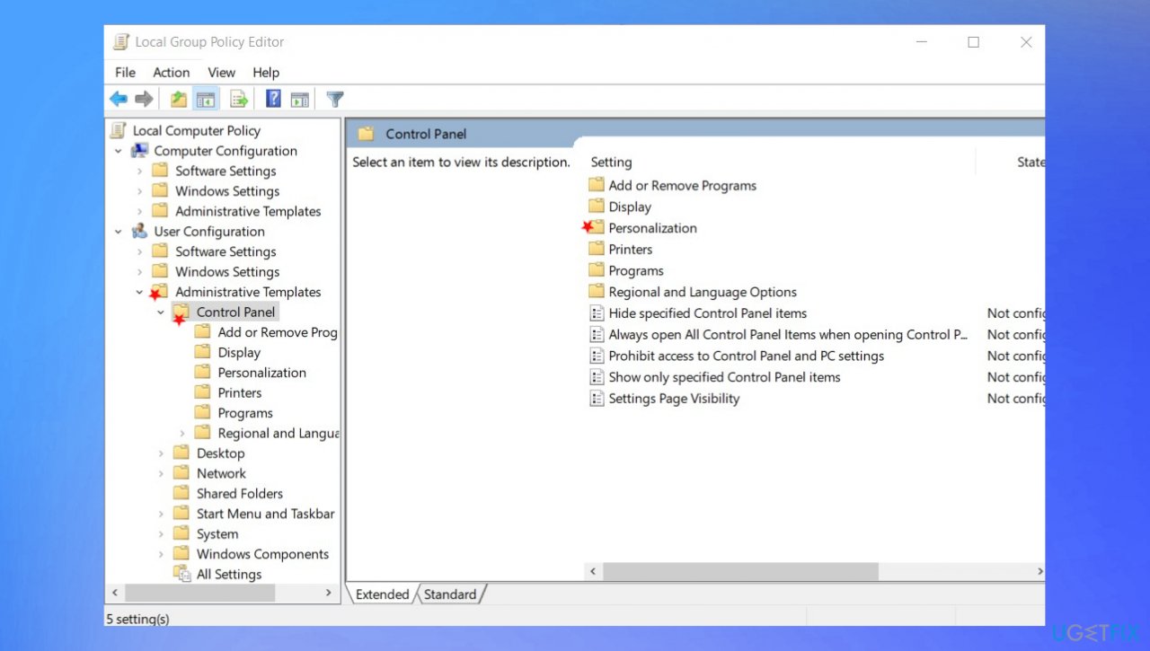 Einstellungen für Personalisierungsgruppen