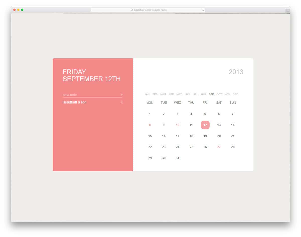 42 cool css calendar inspiration for your web and mobile applications