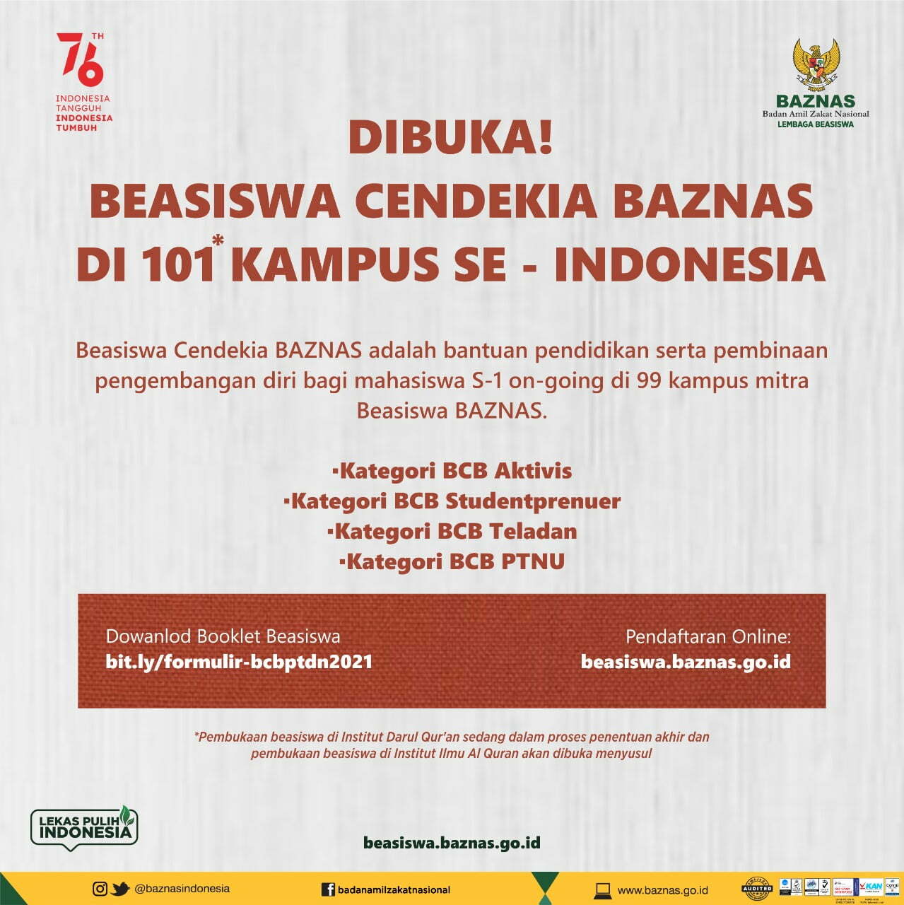 BEASISWA CENDEKIA BAZNAS – Universitas Islam Negeri Sultan Syarif Kasim Riau