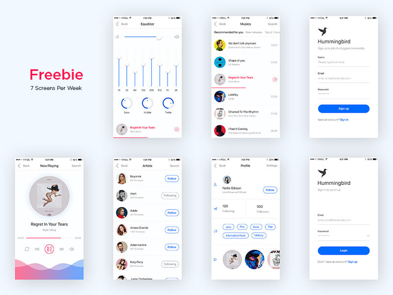 17free psd mobile music player. Music App Psd