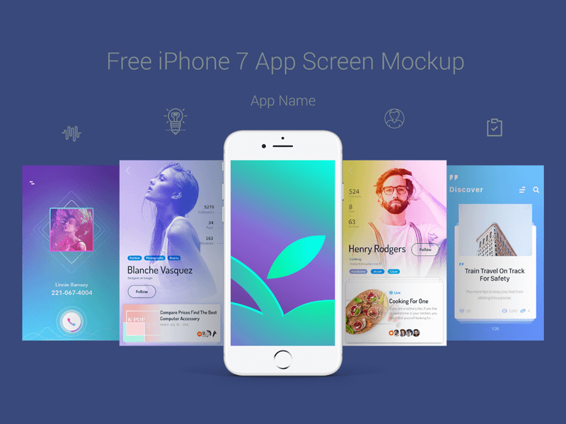 Paste your design in the frame next to the main artboard. Iphone 7 App Screen Mockup Psd