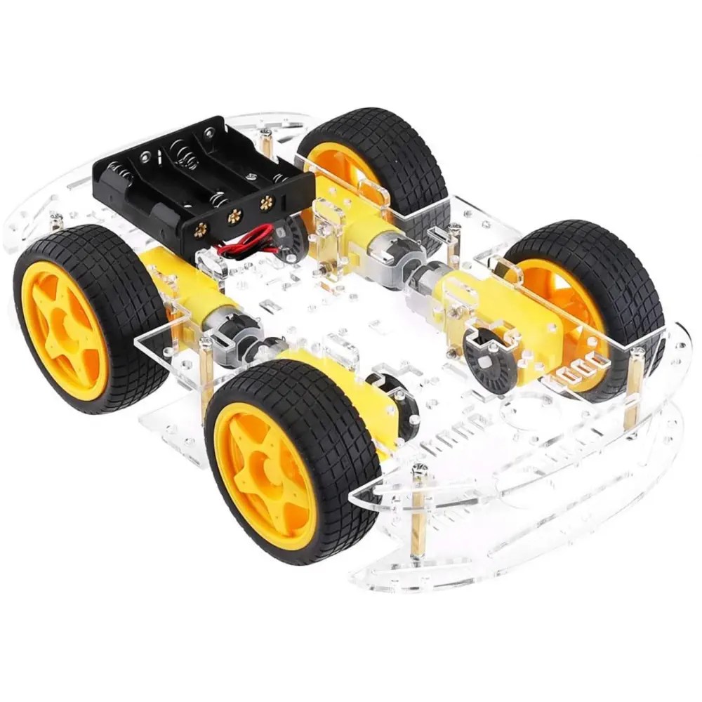 DIY Robot Car Smart Chassis Kit W/ Speed Encoder 4W 2-Layer For Arduino ...