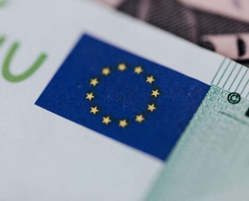 symbol of european union on banknote